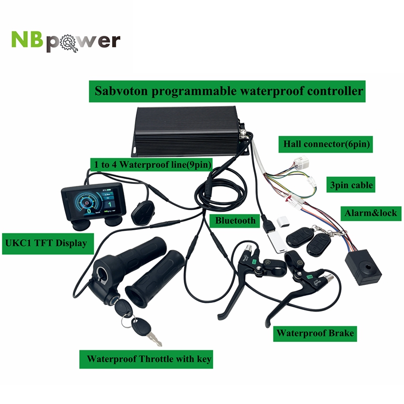 72V 5000W Hub Motor Kit - Controlador à prova d'água programável Sabvoton