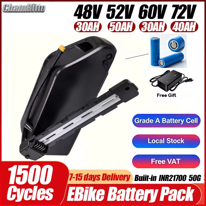 Ebike Battery 48V 20Ah Hailong - Bateria Cham 52v 48v 72v 50ah